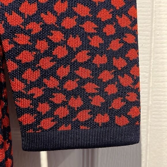 Michael Michael Kors Navy Red Patterned Midi Dress Size L fits like a medium - Picture 4 of 11